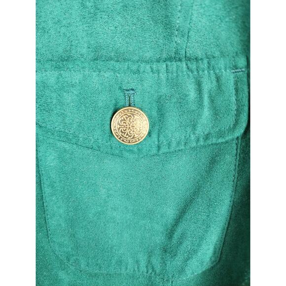 Studio Works Jacket Faux Suede Women's 18 Teal Green Preppy southwest Work - Picture 3 of 9